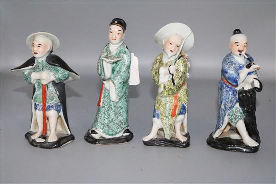 Set 4 Chinese polychrome porcelain figures